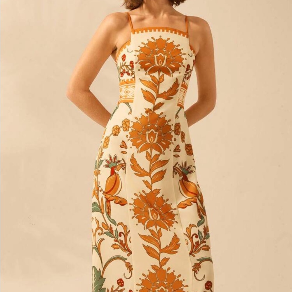 Floral Print Cream and Orange NOT FARM RIO Dress